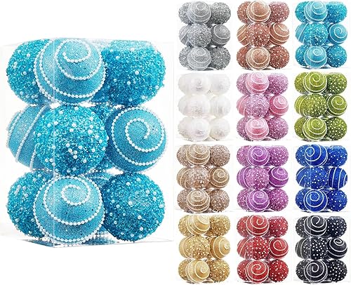 Miniatura 5 de Adornos de bolas de Navidad negras, decoraciones de bolas de Navidad, bolas de perlas colgantes de plástico inastillables para fiestas de vacaciones