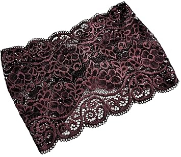 Womens Stretch Lace Headbands - Wide Turban Headbands for Yoga, Headwraps Brown