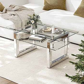 Amazon.com: IKIFLY Glass Coffee Table with 2 Tier Glass