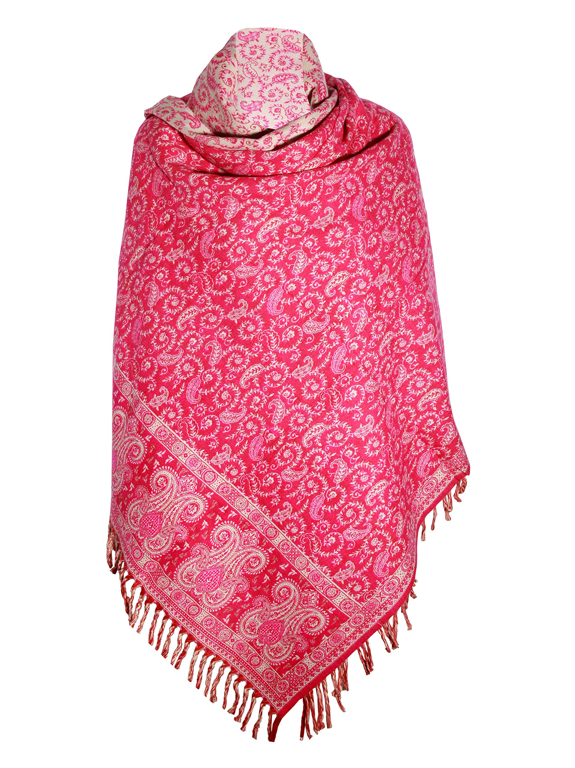 Schal aus reiner Yak-Wolle, wendbar, wendbar, luxuriös, Pink