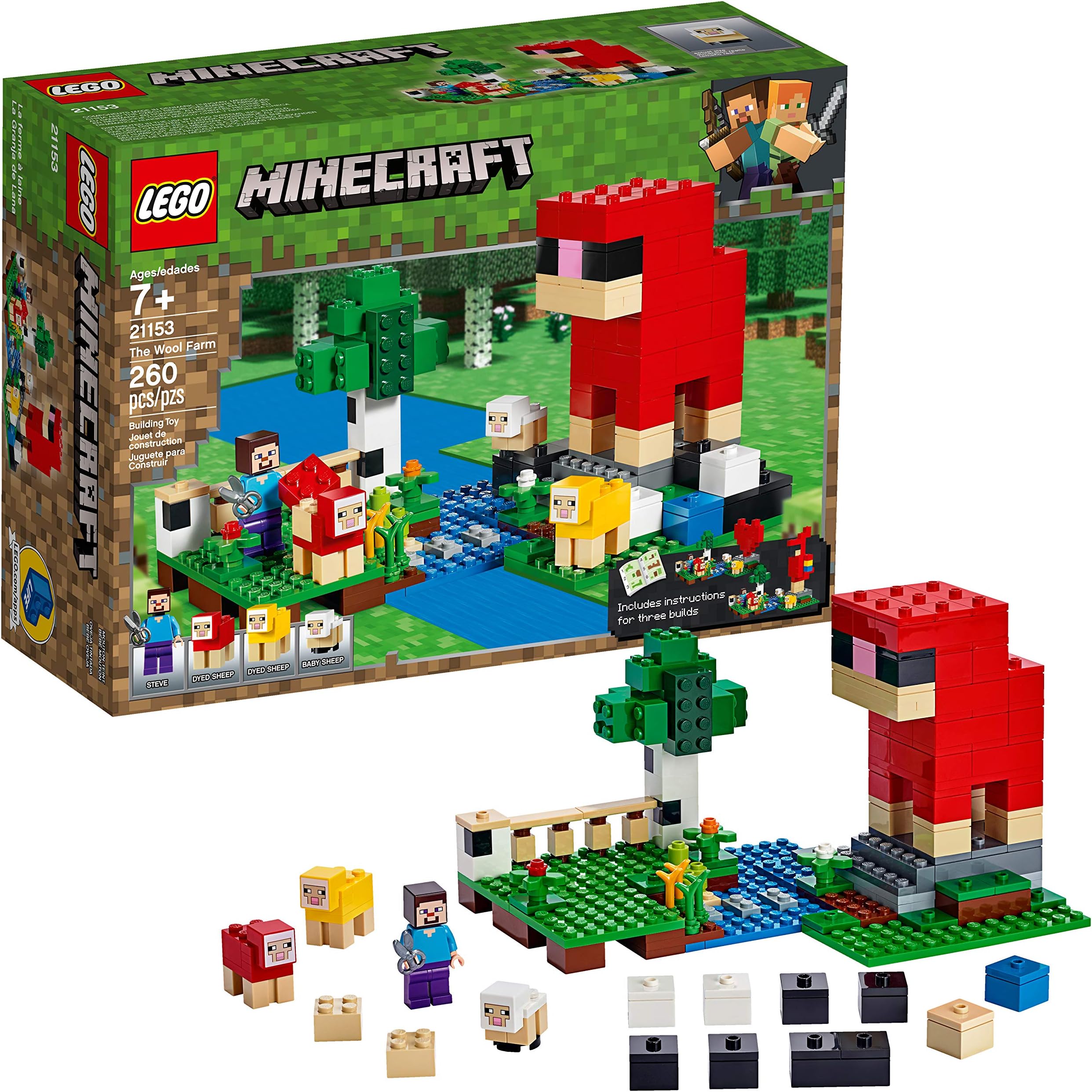 Minecraft The Wool Farm 21153 Building Kit, New 2019 (260 Pieces)