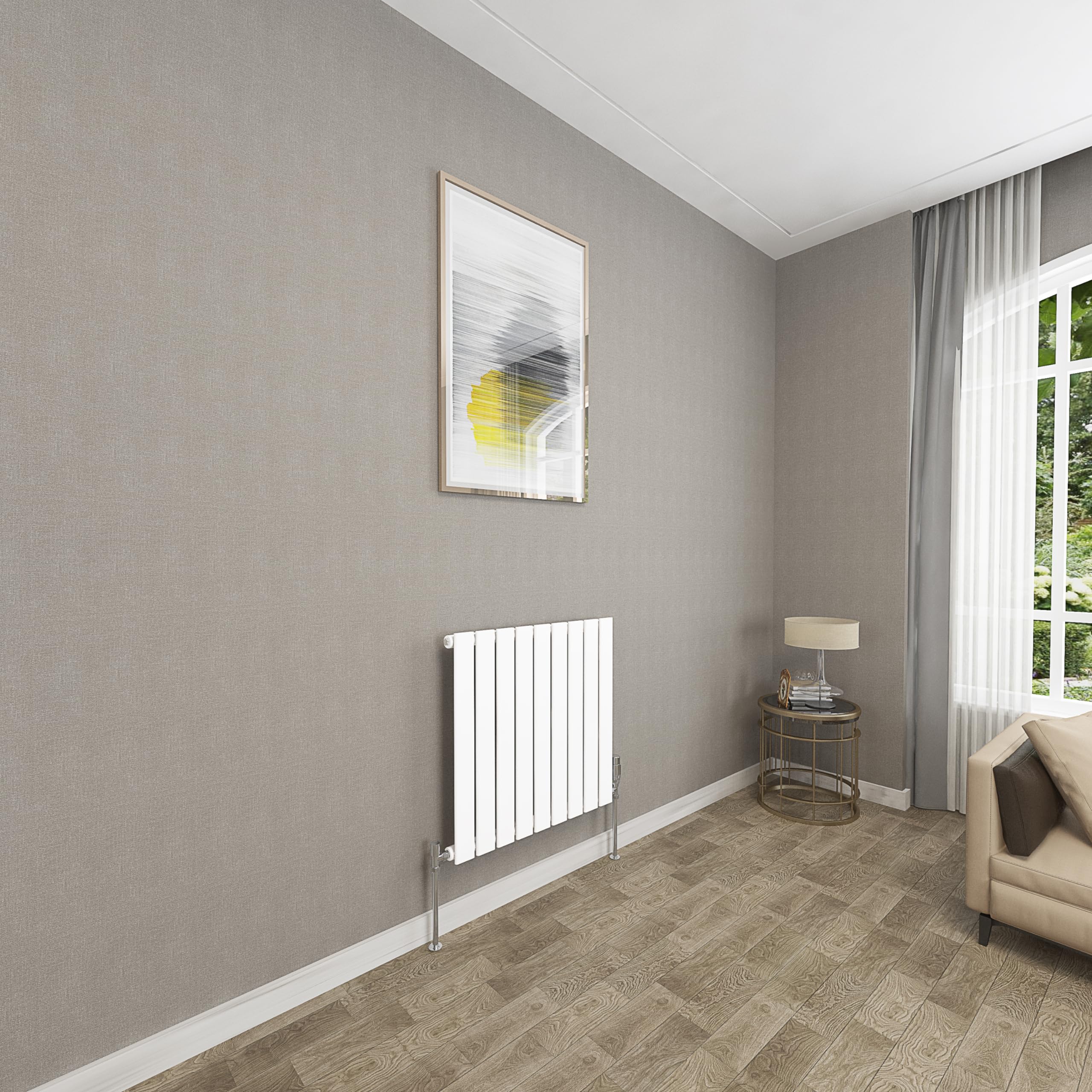 Sky Bathroom White | 600X612mm Horizontal Designer Radiators Flat Panel Single Panel Central Heating Radiator