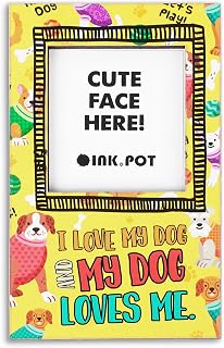 L Love My Dog- My Dog Loves Me Fotoğraf Mıknatısı Çerçevesi - Buzdolabı Mıknatısları için Manyetik Fotoğraf Çerçeveleri - Mini Fotoğraf Çerçeveleri - Köpek Severler için Hediye | 9 x 5,5 cm