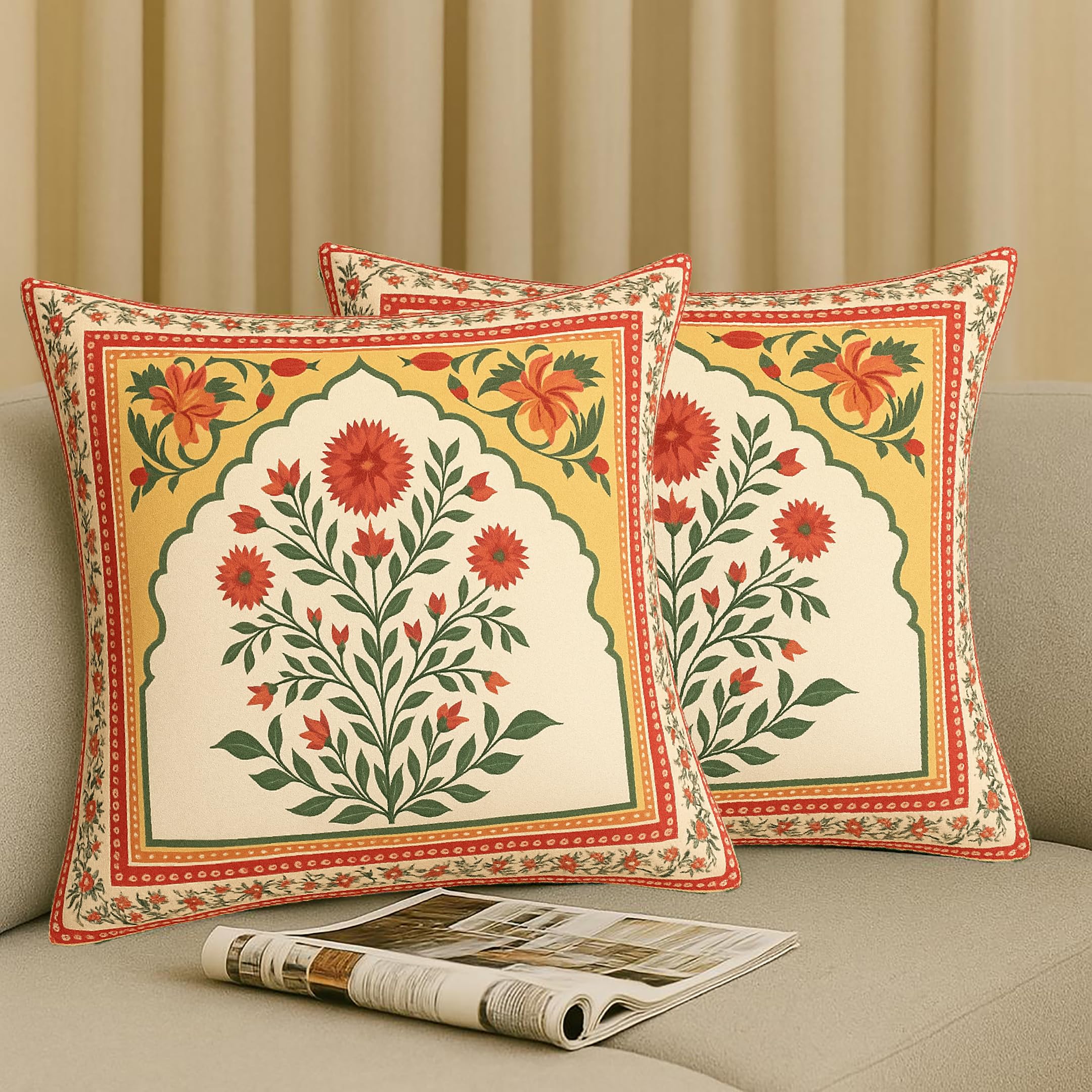 Hummingbird Cushion Covers - Rose Floral Design (Set of 2) -3 Hummingbird Cushion Covers - Rose Floral Design (Set of 2) -3