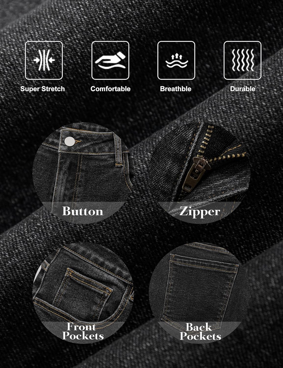 Men's Regular Fit Stretch Jeans Straight Leg 5-Pocket Classic Comfort Flex Denim Pants - Image 6