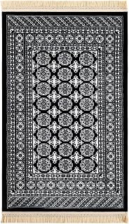 Rugs.com Bokhara Collection Rug – 3x5 Black and White Medium-Pile Rug Perfect for Entryways, Kitchens, Breakfast Nooks, Accent Pieces