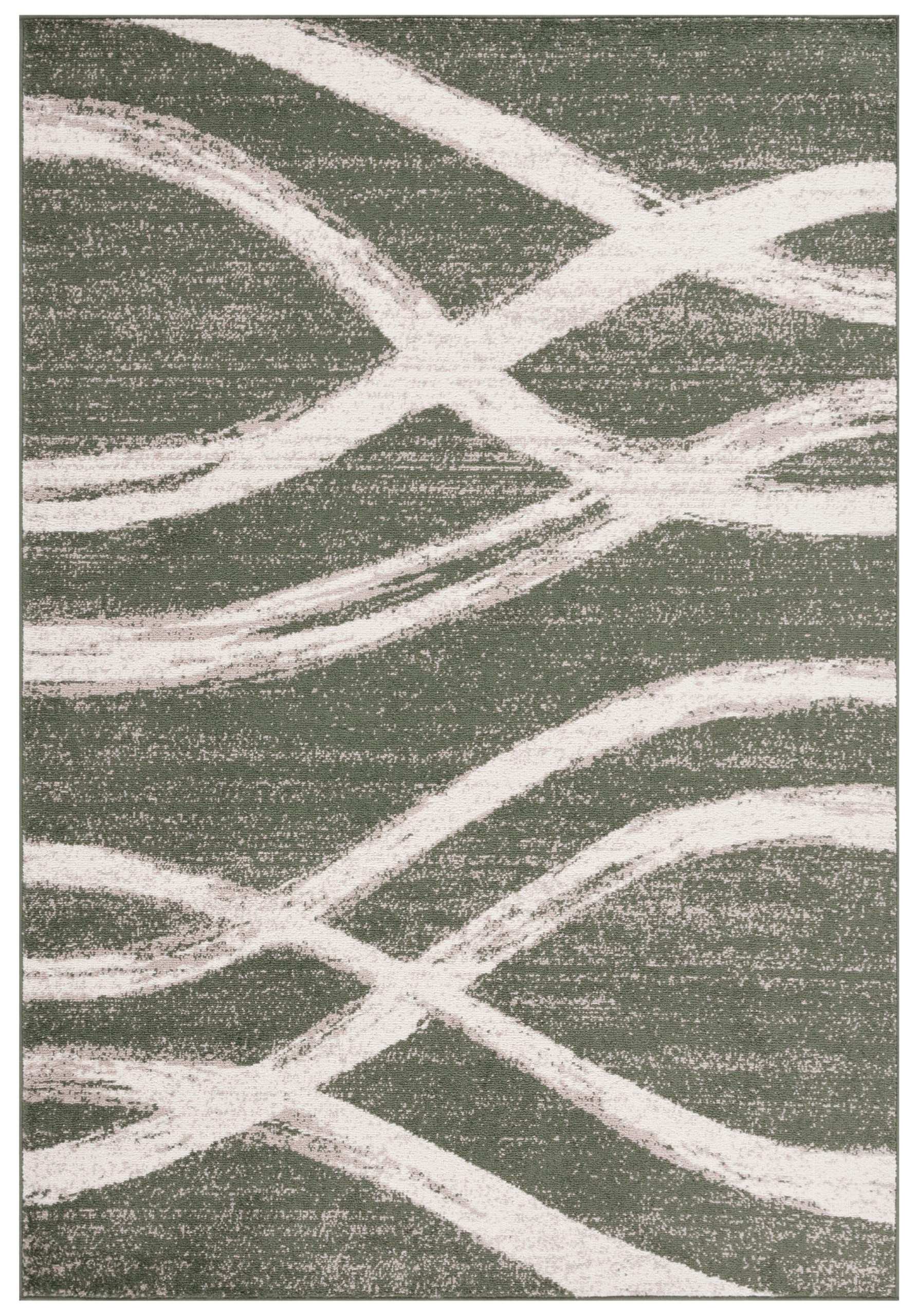 SAFAVIEH Area Rug 6x9 - Adirondack Collection - Dark Green & Ivory, Modern Wave Design, Non-Shedding & Easy to Clean, Ideal for Living Room, Bedroom,
