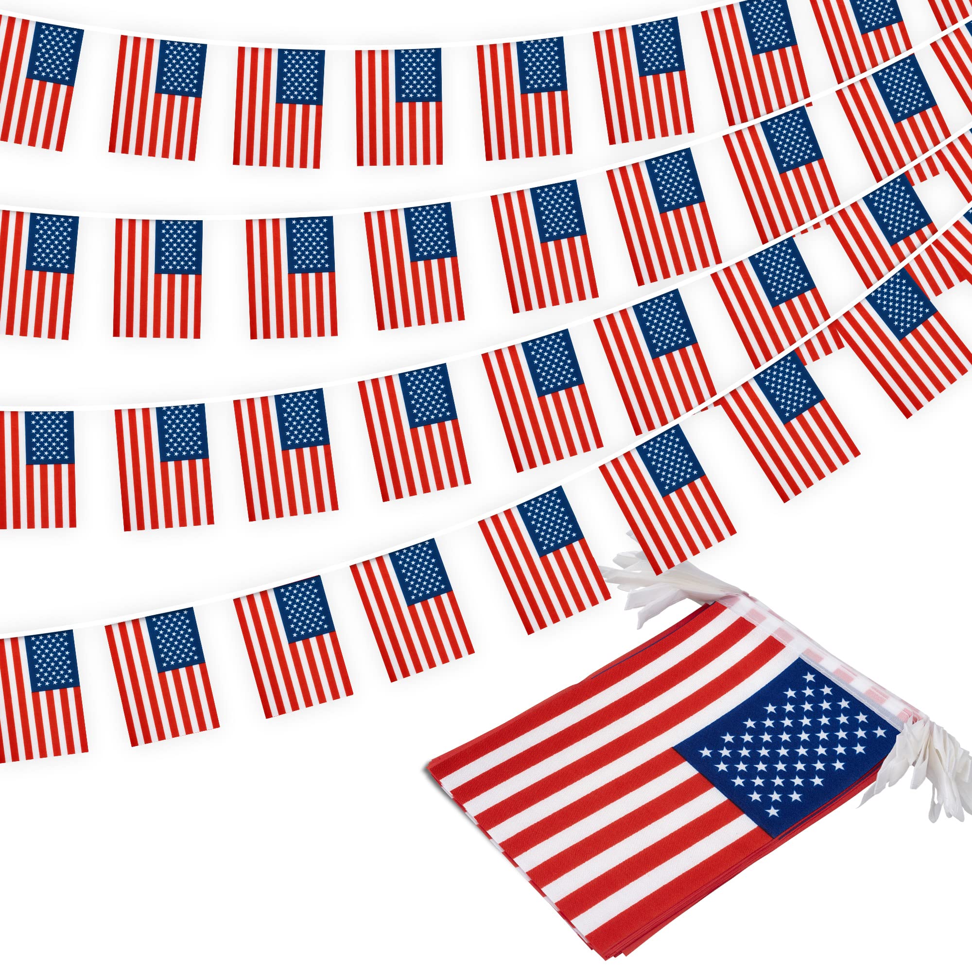 MVPRING American String Flag - String Pennant Banners Patriotic Events Decoration Sports Bars - 33 Feet 30 Flags