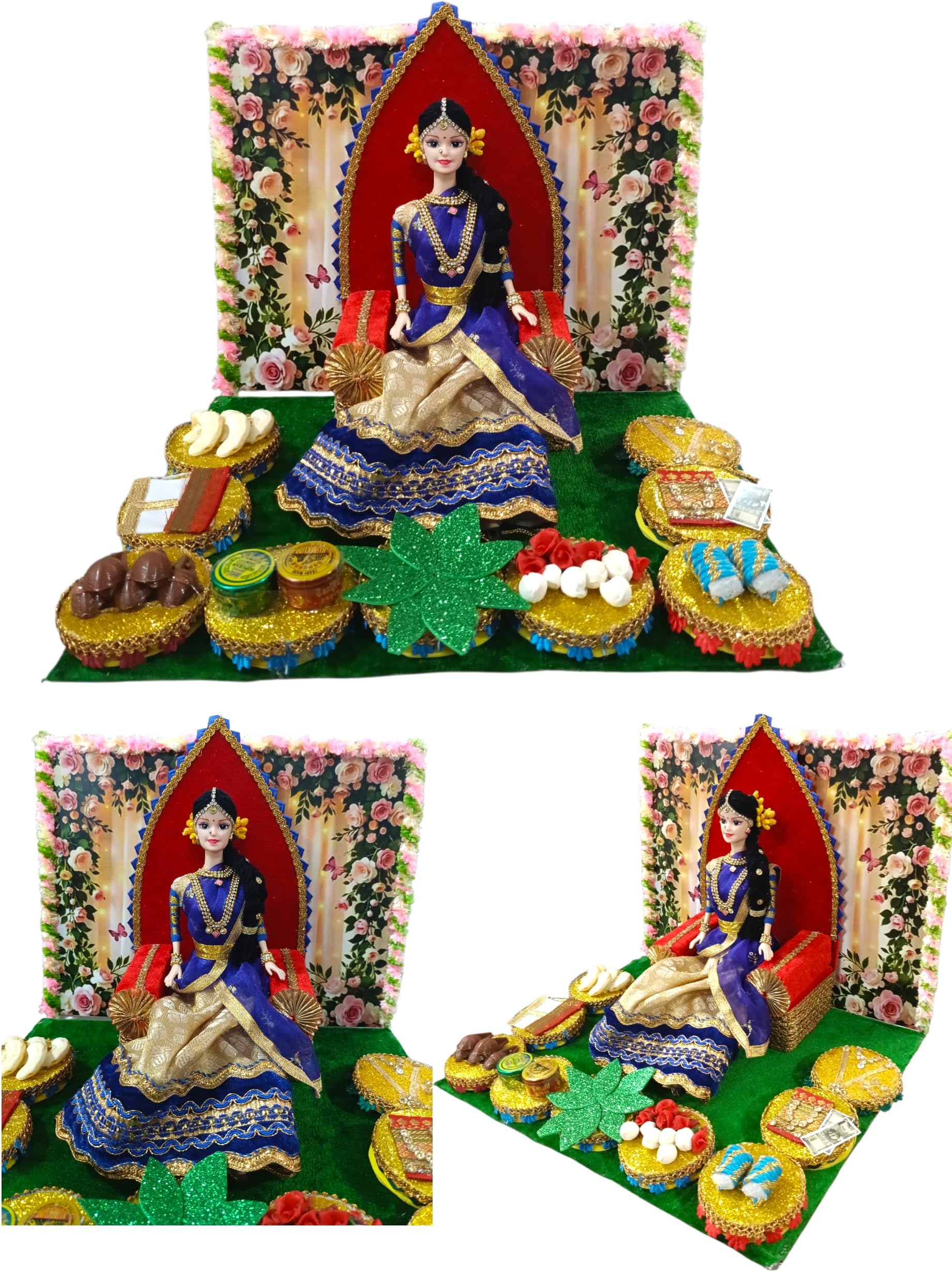 Handmade Traditional Indian Ethnic Half Saree Ceremony Theme Doll Set, 9x12 I...