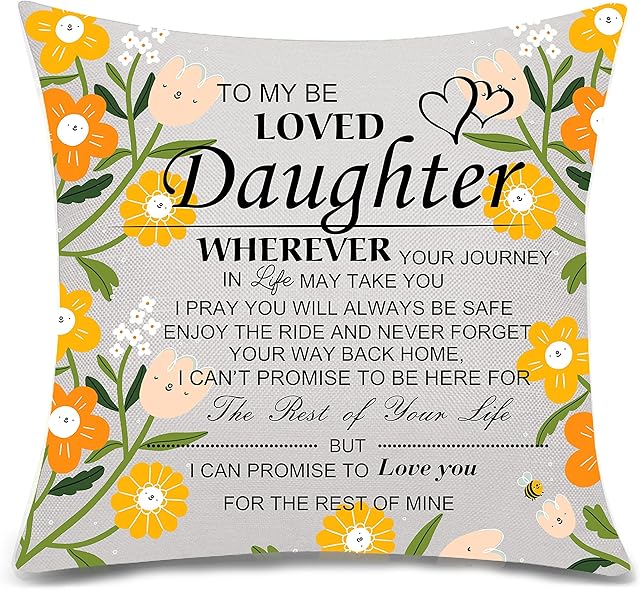 Daughter Pillow Cover Cushion Cover Daughter Gifts from Mum Dad Birthday Gifts Christmas Gifts (daughter-201)