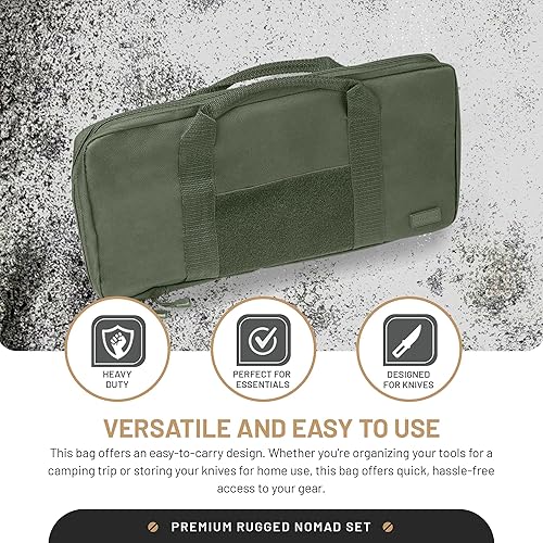 Miniatura 9 de Juego de 4 cuchillos tácticos resistentes para carne de 4.5 pulgadas, acero inoxidable de alto carbono, lavado a la piedra, con estuche de viaje