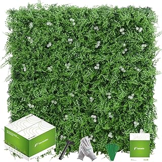 Artificial Hedge Grass Wall 20"x20"(12pcs), UV-Anti Green Wall Decor Backdrop, Fake Greenery Plan...