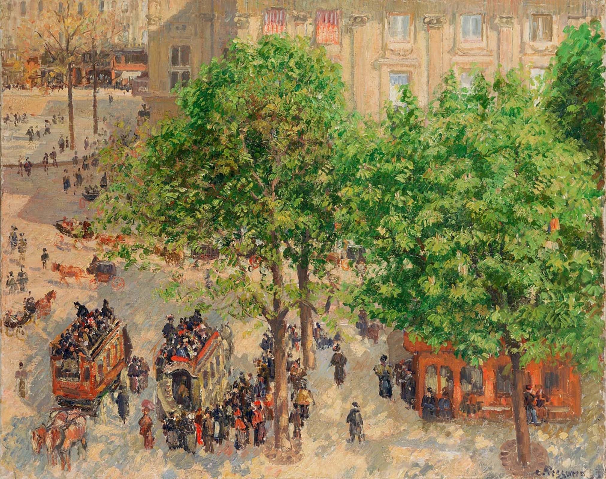 POSTERIIk Vintage Print Pop Art Landscape Artwork Place Du Theatre-francais Spring by Camille Jacob Pissarro Art Prints for Office Home Decor 60x90cm
