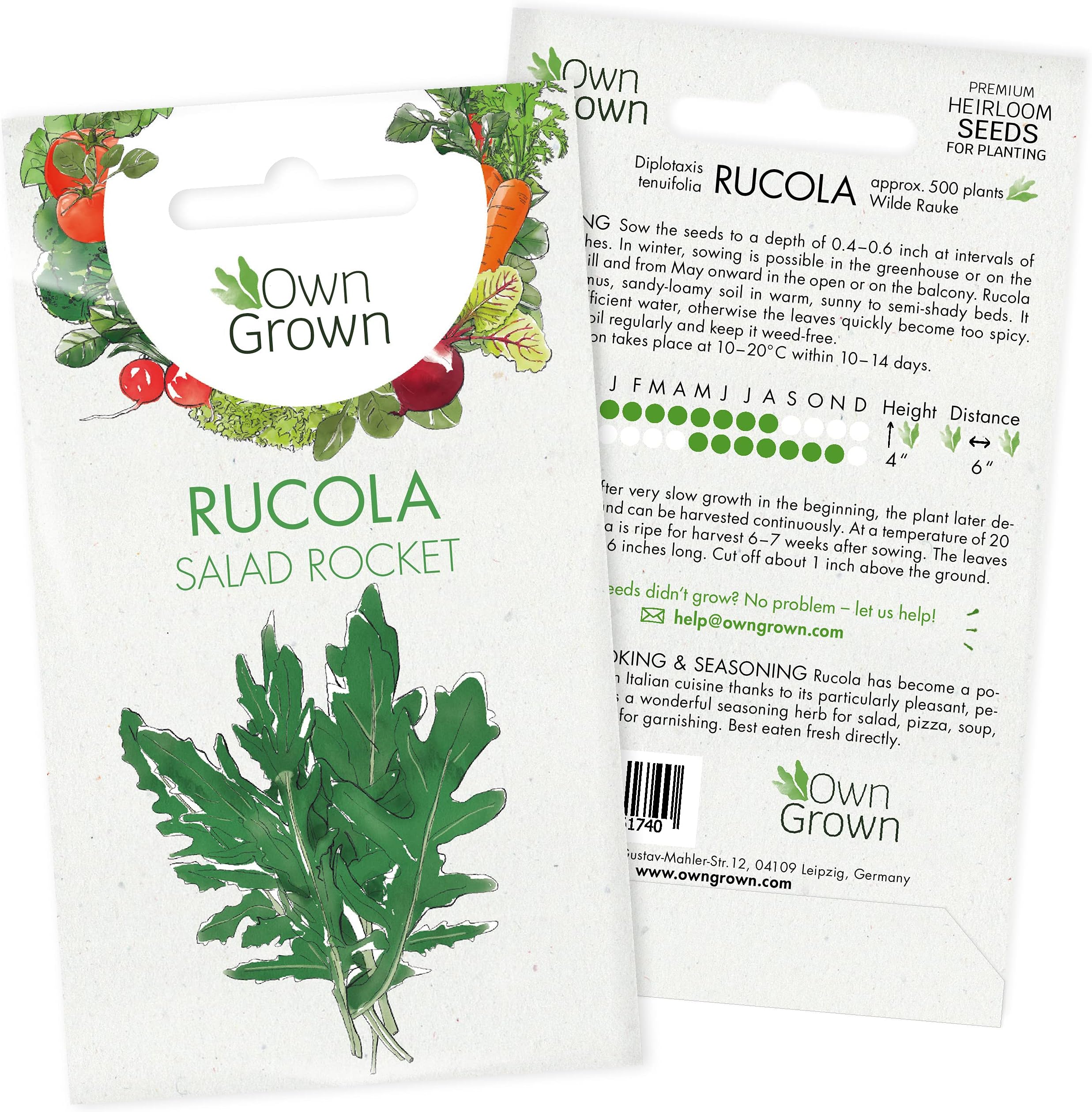 Rocket Seeds (Diplotaxis tenuifolia), Herb Seeds for Planting and Gardening, Premium Seeds for about 250 Fresh, Wild Rocket Plants - Grow your Own Herbs and Salad Seeds with OwnGrown