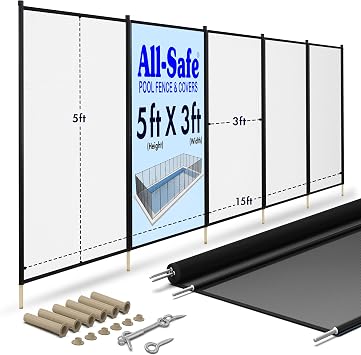 5-Ft DIY Mesh Pool Fence Section, 15 Ft, Black