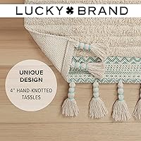 Vista 4 de Lucky Brand Alfombra Corredor Bohemia de Algodón con Flecos - 20' x 68" Alfombra de Baño Azul Aguamarina