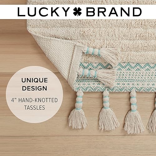 Miniatura 4 de Lucky Brand Overtufted - Alfombra de baño con flecos de algodón con borlas, 17 x 32 pulgadas20 x 40 pulgadas, no incluye la longitud de la borla es