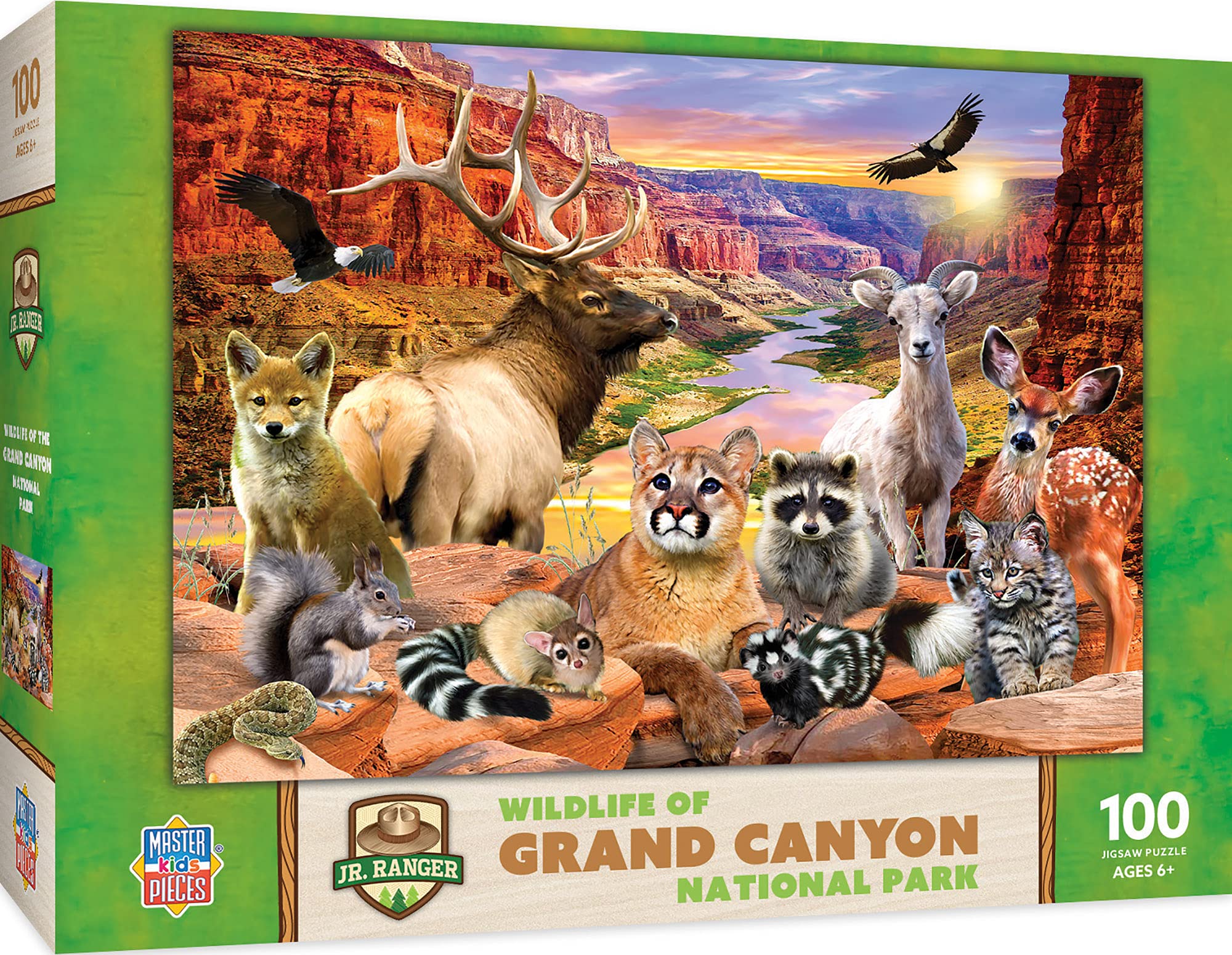 MasterPieces - 100 Piece Jigsaw Puzzle for Kid 6+ Years, Wildlife of Grand Canyon National Park, Educational and Fun Game, Gift Idea for Children, 19" x 14"