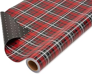 American Greetings Reversible Wrapping Paper Jumbo Roll (Red and Black Plaid) for Christmas, Holidays, Birthdays and All O...