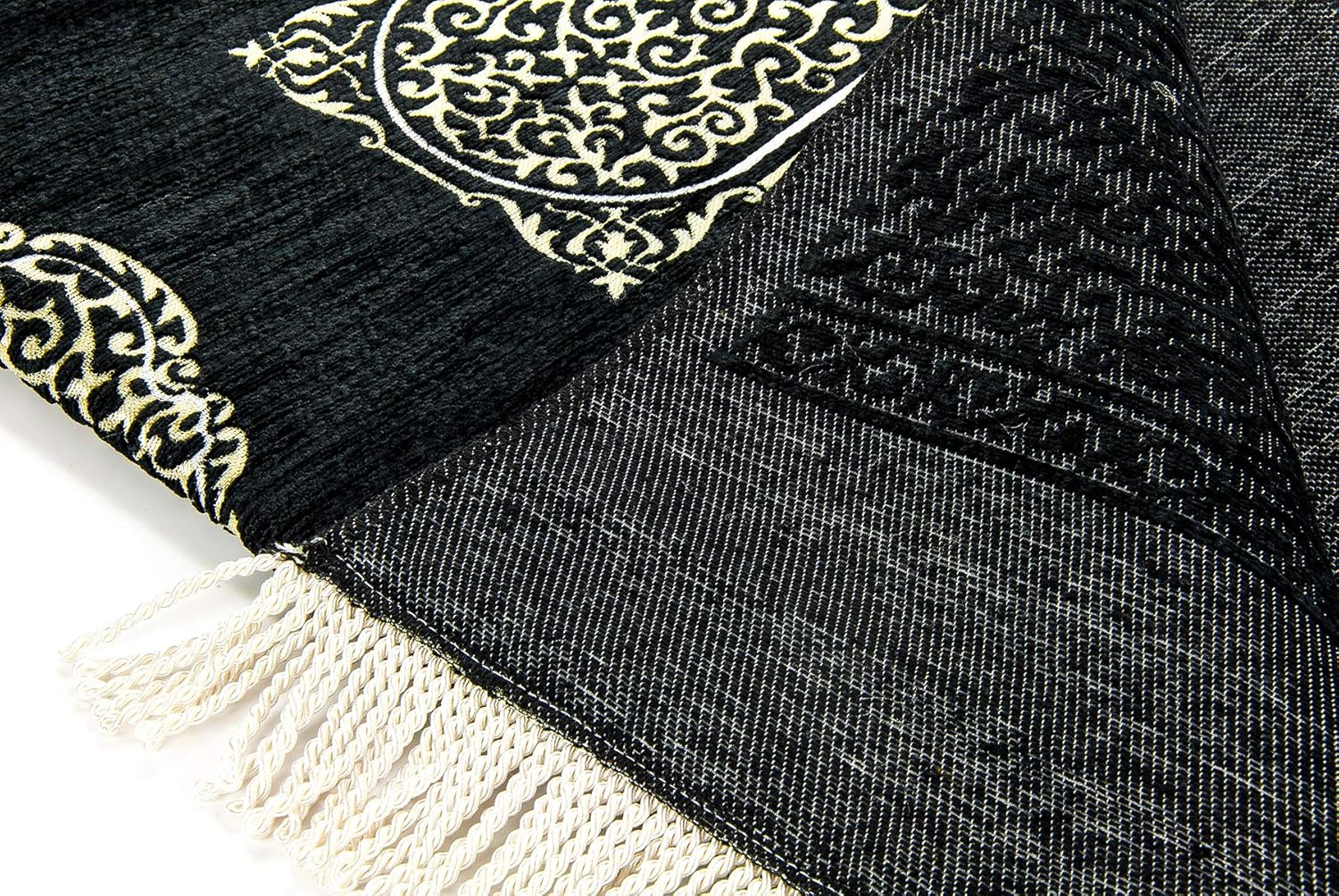 Muslim Prayer Rug with Prayer Beads | Janamaz | Sajadah | Soft Islamic Prayer Rug | Islamic Gifts | Prayer Carpet Mat, Black