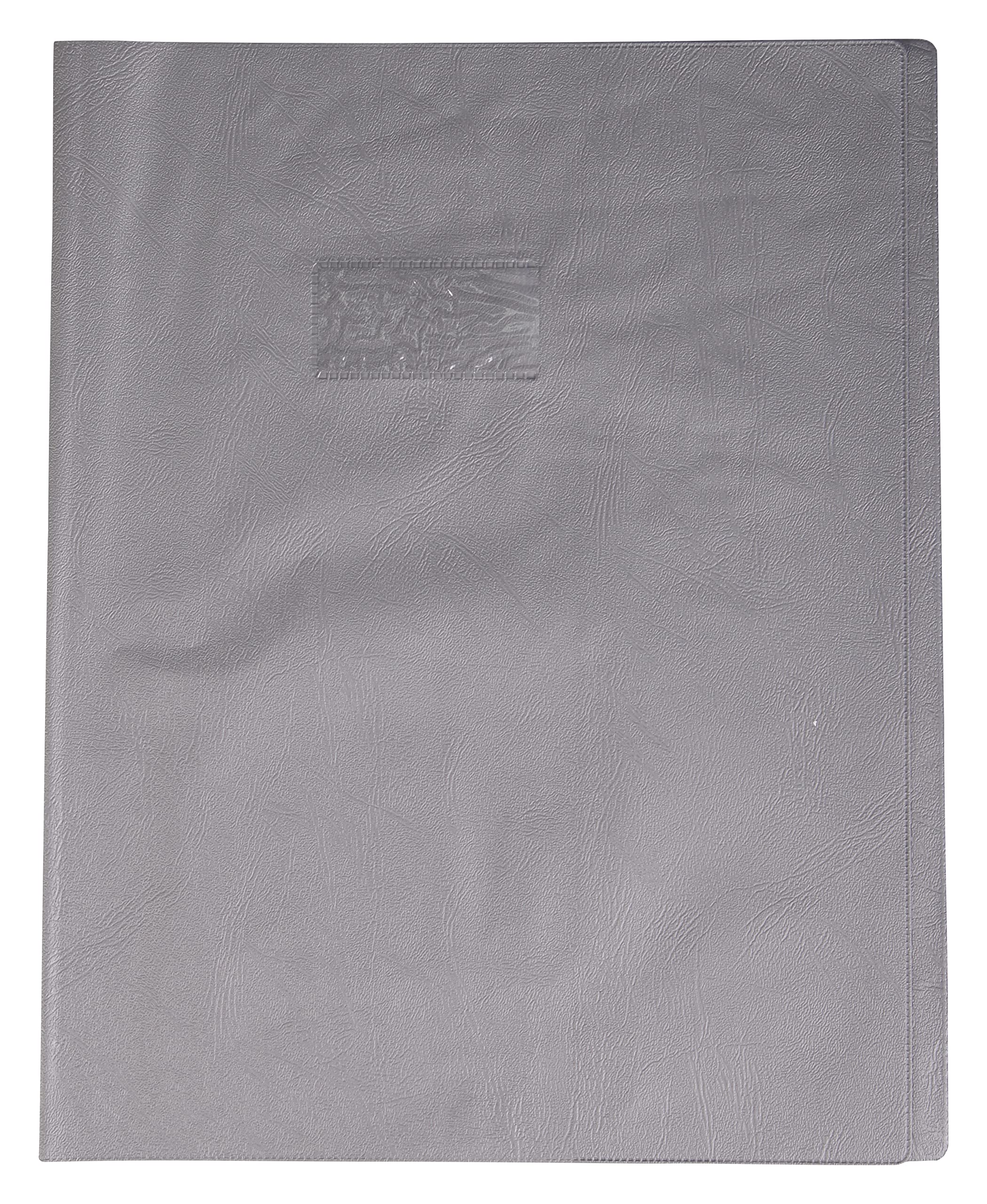 Calligraphe 72513C - A Grain Grey Leather Notebook Protector - Dimensions: 24x32 cm - 22/100th with Label Holder - PVC Opaque - Manufactured in France