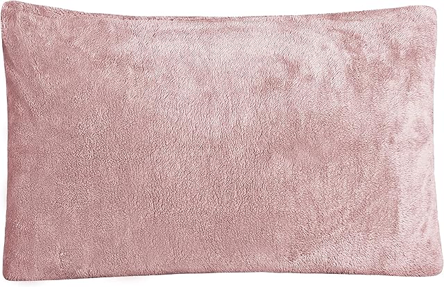 Sleepdown Teddy Fleece Housewife Pillowcase Pair Pack Plain Thermal Warm Cosy Super Soft Pillow Cover Bed Line - 50cm x 75cm - Blush Pink