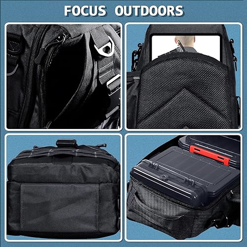 Miniatura 3 de Aertiavty Bolsa de aparejos de pesca compacta, bolsa de pesca con caja de aparejos y soporte para caña de pescar al aire libre mochila de pesca