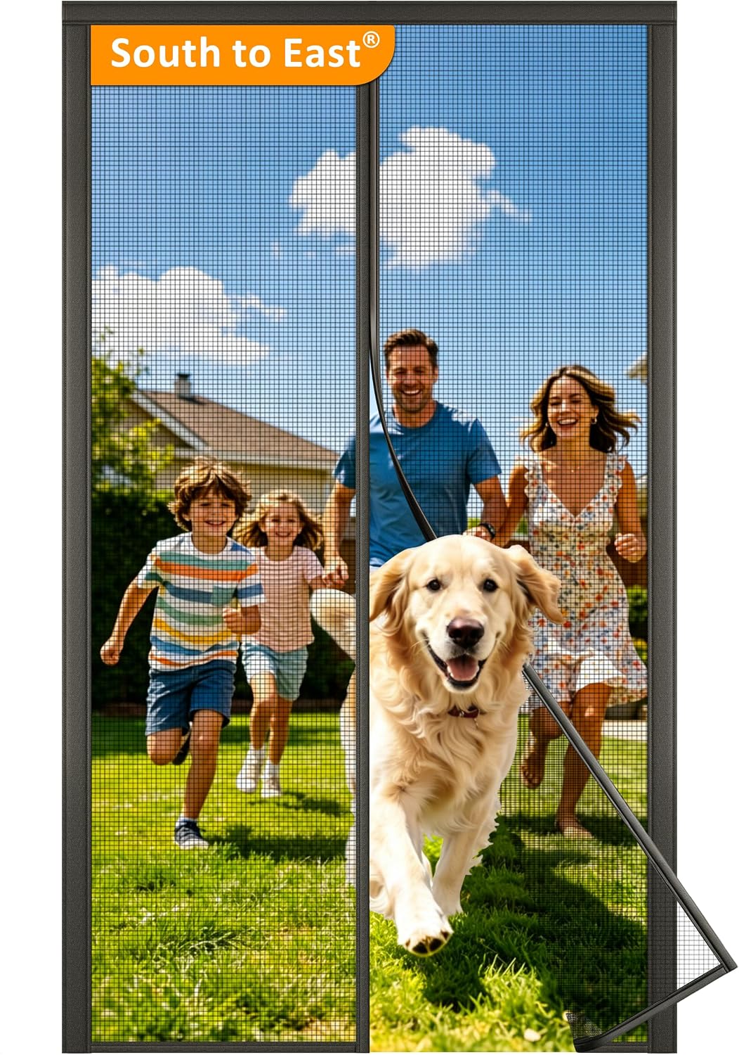 38"x82" Magnetic Screen Door, Hands-Free Auto-Closure Door Mesh, Heavy Duty | Fits 36"x 80" Sliding, Front, Patio Doors, Full-Strip-Magnet Door Mesh, Keep Bugs Out, Weighted Bottom, Pet & Kid Friendly
