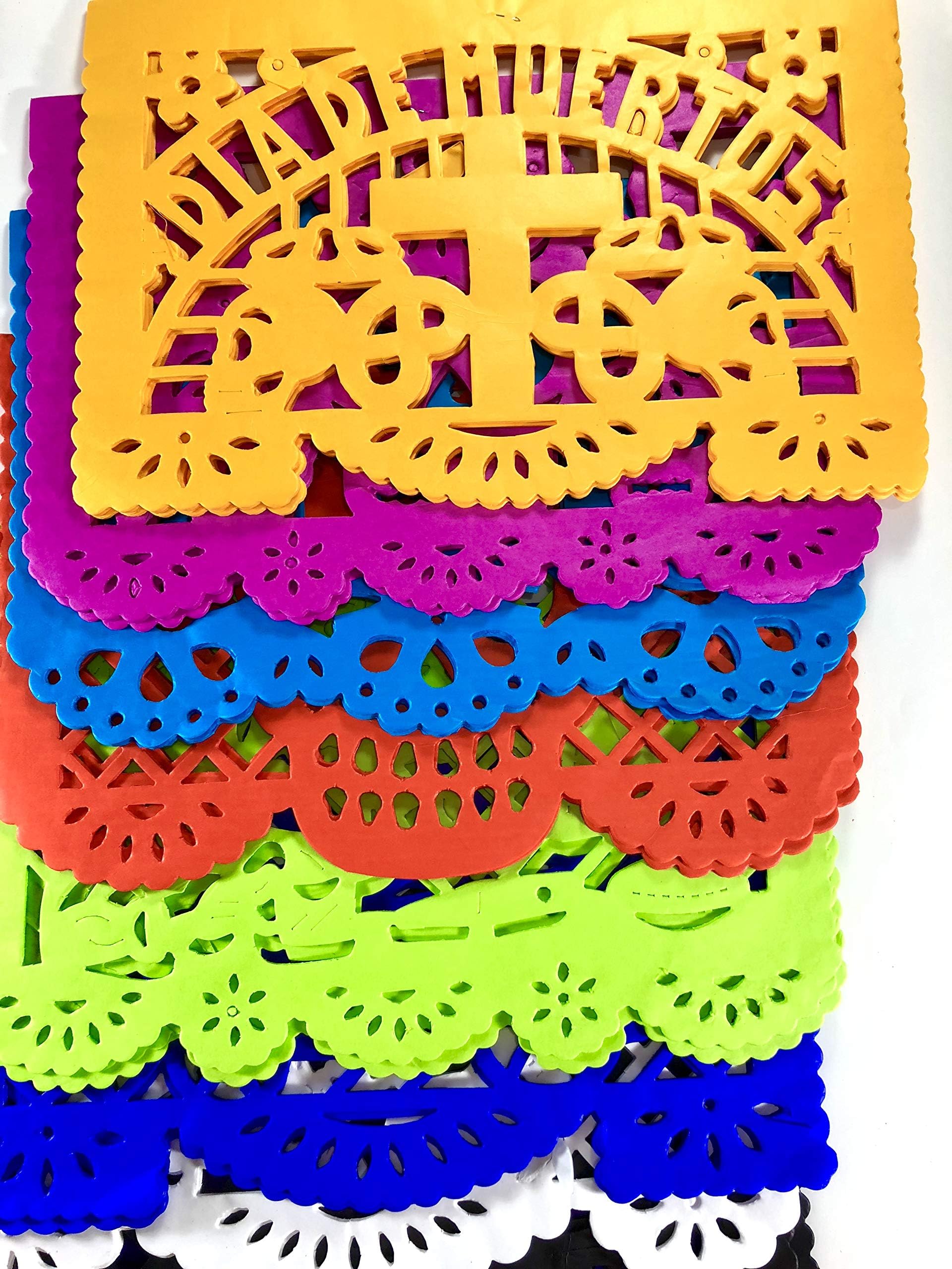 Fiesta Brands 30 Frontales pack Altar de Ofrendas Dia de Muertos"Day of the Dead" Decoration Colorful Medium Size Tissue Paper Mexican Papel Picado.