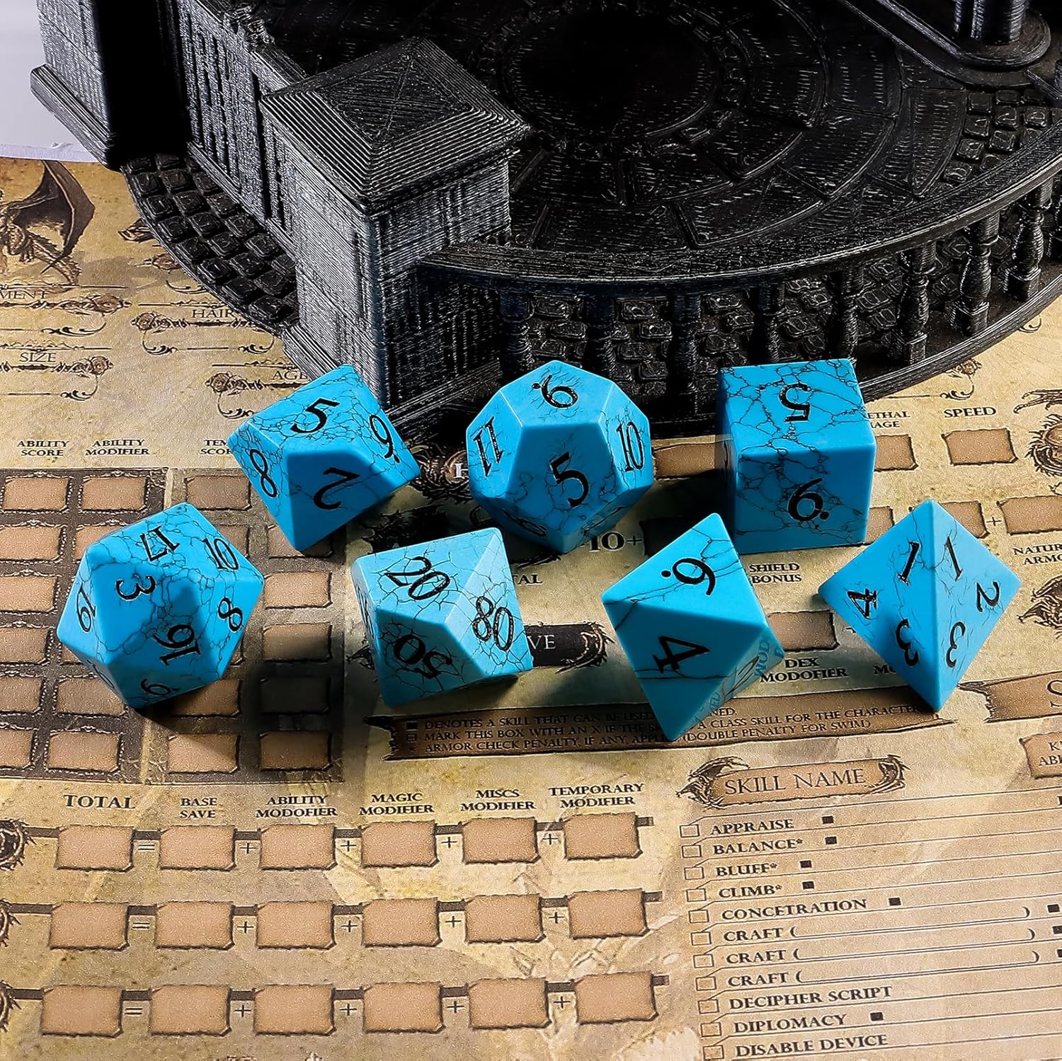 LUCKY-M Gemstone Dungeons and Dragons Dice Set, RPG Gaming Accessories, DND Polyhedral Collection