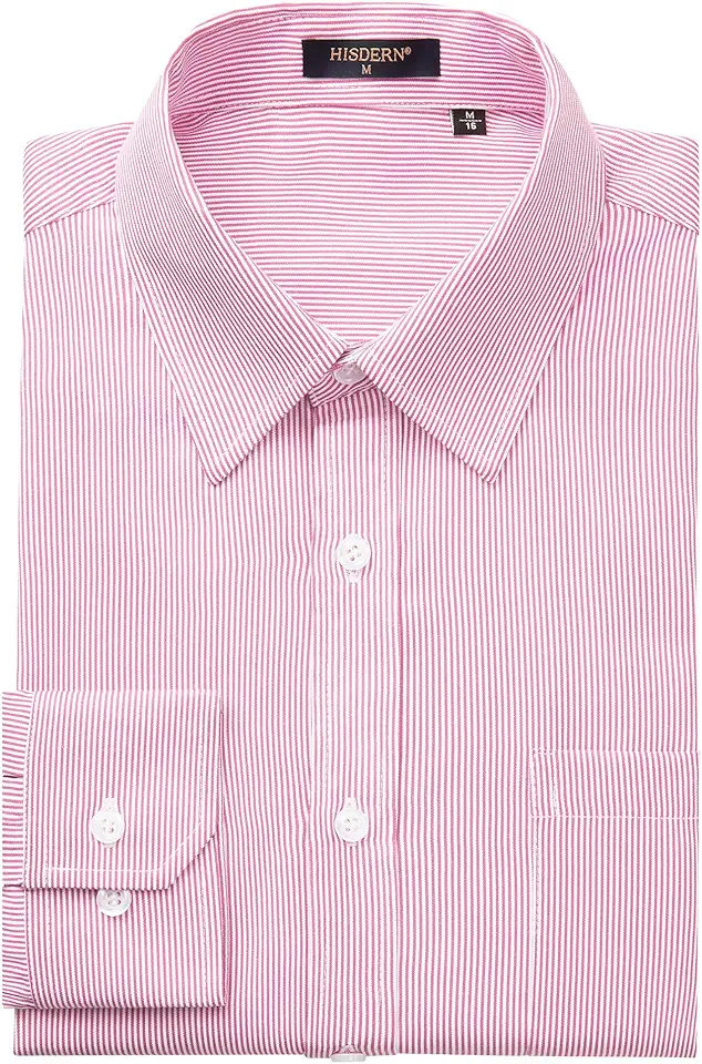 HISDERN Mens Casual Dress Shirts Plaid Button Down Shirt Long Sleeve Formal Business Gingham Shirt for Men