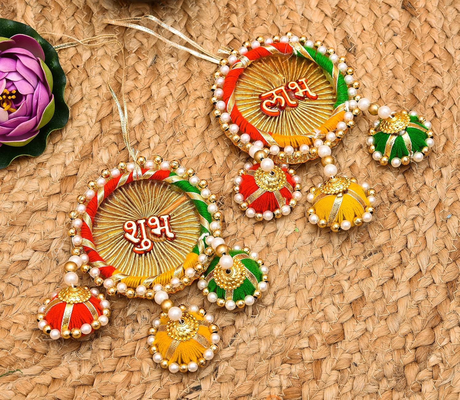 Round Subh Labh Wall Hanging Gotta Ring Cap 1 feet Diwali Toran Decor Your Pooja Room or Indoor Outdoor Handmade Multicolor Hanging Festival Item (B0DH7J1ZTB) Amazon Price History, Amazon Price Tracker