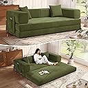 MoonSpeak 78.8''Sleeper Couch Bed for Livingroom,Convertible Modular Sofa with Armrest Pillow,Modular Foldable Corduroy Couches in a Box,No Assembly (Green)