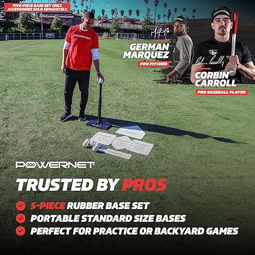 Miniatura 2 de PowerNet Juego de base de 5 piezas para béisbol, sóftbol y kickball, bases de goma antideslizantes flexibles resistentes a la intemperie para juegos