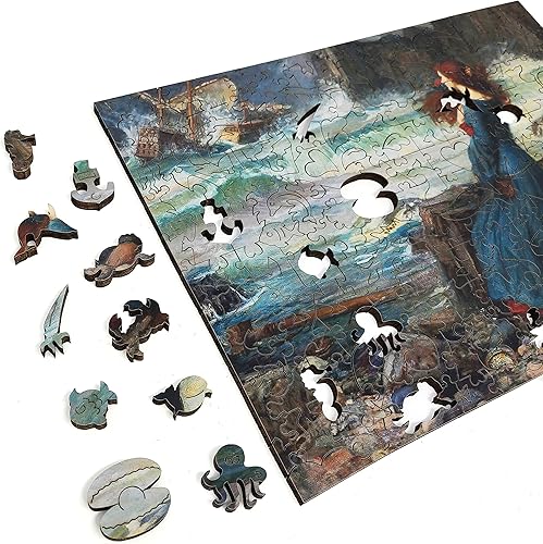 Rompecabezas de madera para adultos, piezas de forma única, fabricado en los Estados Unidos por FoxSmartBox - 206 piezas - Miranda