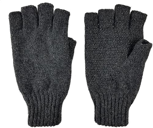 Miniatura 8 de Bruceriver - Guantes de tejido de estraza sin dedos para hombre con forro Thinsulate