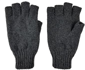 BRUCERIVER Mens Wool knitted with Thinsulate lining Fingerless Ragg Gloves