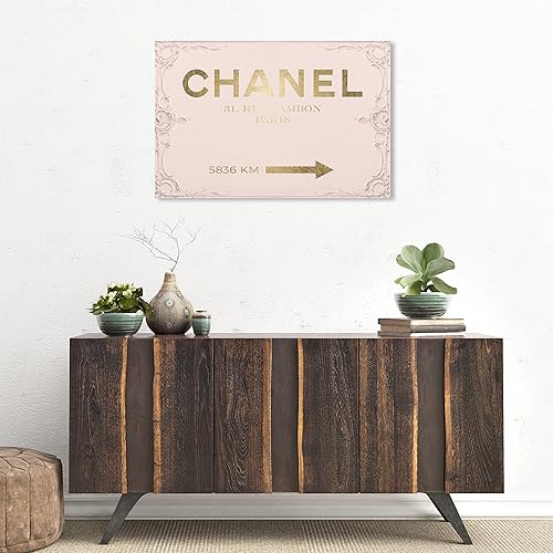 Miniatura 4 de The Oliver Gal Artist Co. Fashion and Glam - Lienzo moderno envuelto para pared, letrero de carretera de alta costura, rubor dorado rococó, sala de