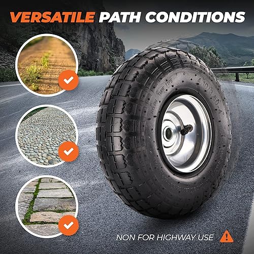 Miniatura 6 de RamPro Neumáticos para todo uso de 10ruedas con agujero de 58 de diámetro con rodamientos con sellado doble Paquete de 2