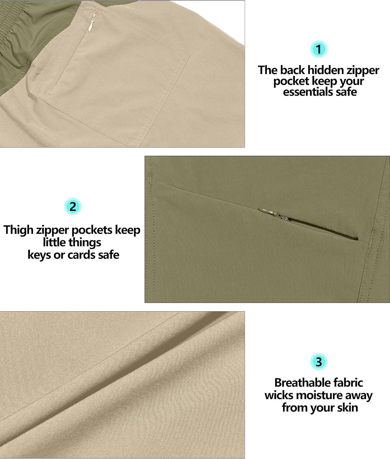 Little Donkey Andy Women's Quick Dry Capri 3/4 Hiking Lightweight Stretch Water-Resistant Pants Golf Casual