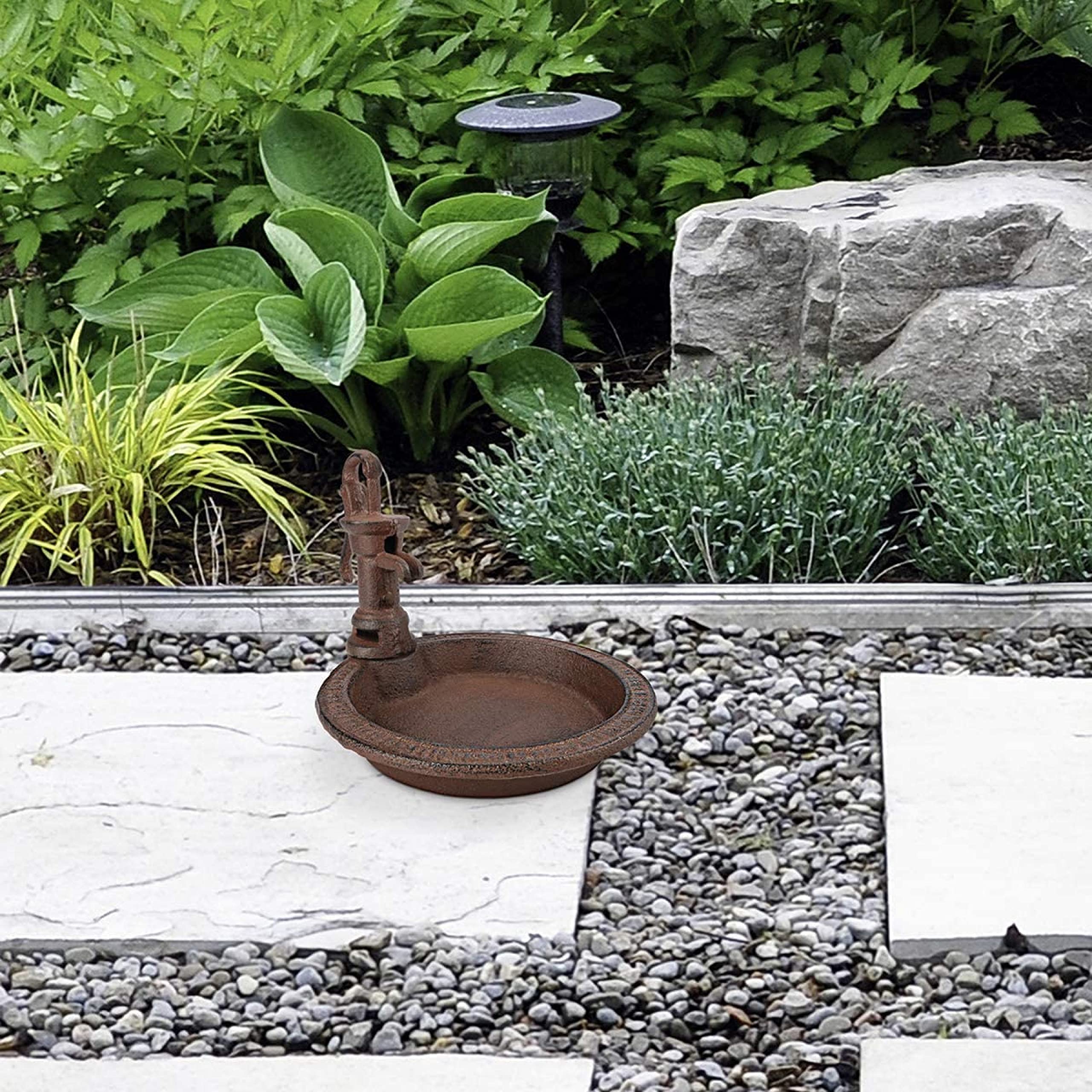 BRASSTAR Mangiatoia Per Uccelli In Ghisa A Forma Di Foglia Di Loto – Bagno Per Uccelli Da Esterno Antiruggine Per Giardino E Terrazzo - 6