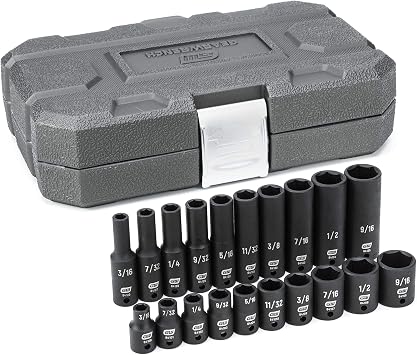 GEARWRENCH 20 Pc. 1/4" Drive 6 Pt. Standard & Deep Impact Socket Set, SAE - 84900