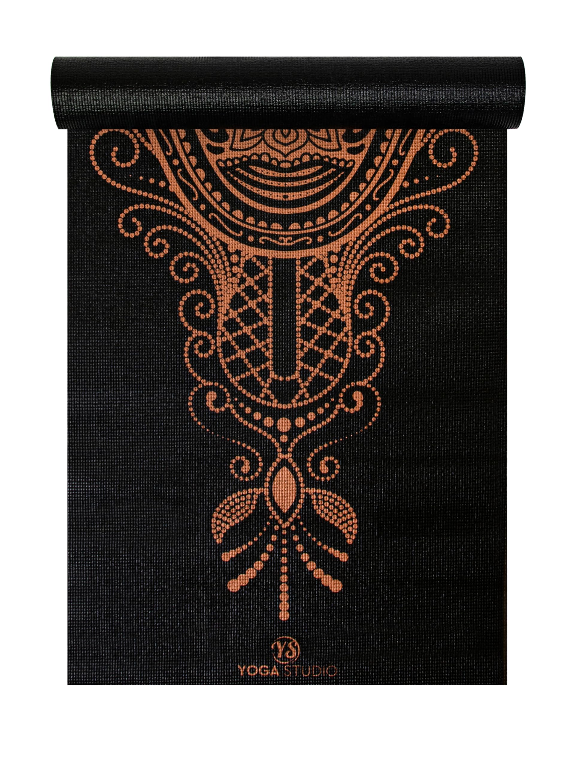 Yoga Studio Designed Sticky Yoga Mat | Oeko-Tex Tear Proof Non-Slip | Workout Exercise Gym Fitness Mandala Yoga & Pilates Mat | 183cm x 61cm x 6mm (Rose Gold Hamsa)