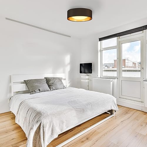 Vista 32 de EGLO Orme - Lámpara LED regulable de techo de 16 pulgadas para sala de estar, dormitorio, pasillo, negro/dorado Negro/Oro