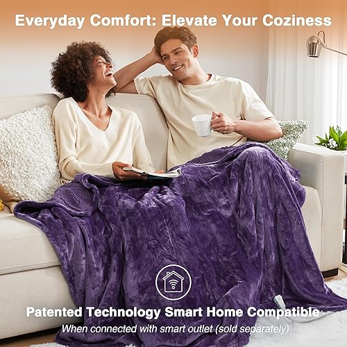 Vista 54 de Beautyrest - Manta Eléctrica Reversible de Felpa ultraligera - Manta Eléctrica, Regulador de Múltiples Niveles de Calor Acogedor Sofá Sala de Estar