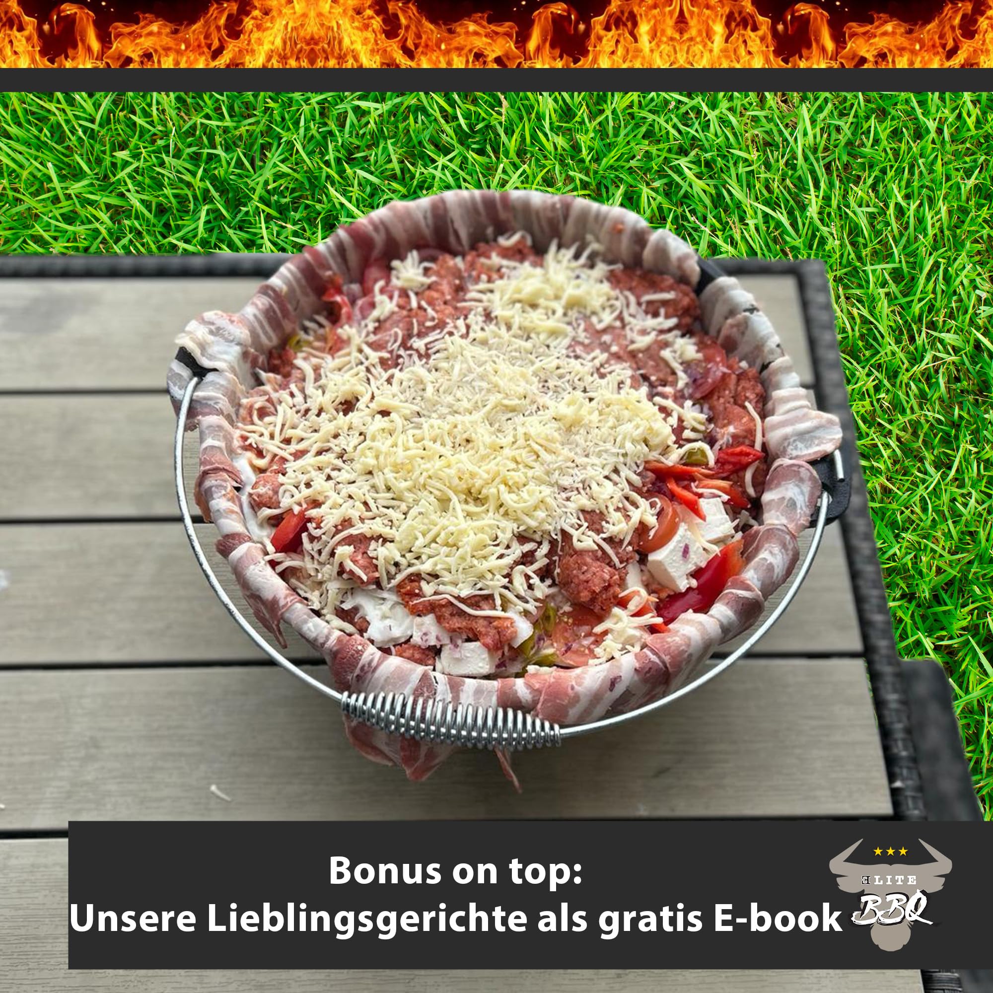 ELITE BBQ Suppenkessel dutch-oven set mit Füßen 6.0 qt, unser Eintopfofen für Kesselgulasch mit dutch oven pan ausgestattet, der Topf aus Gusseisen Hexenkessel Gulaschkessel Schmortopf dutsch-oven