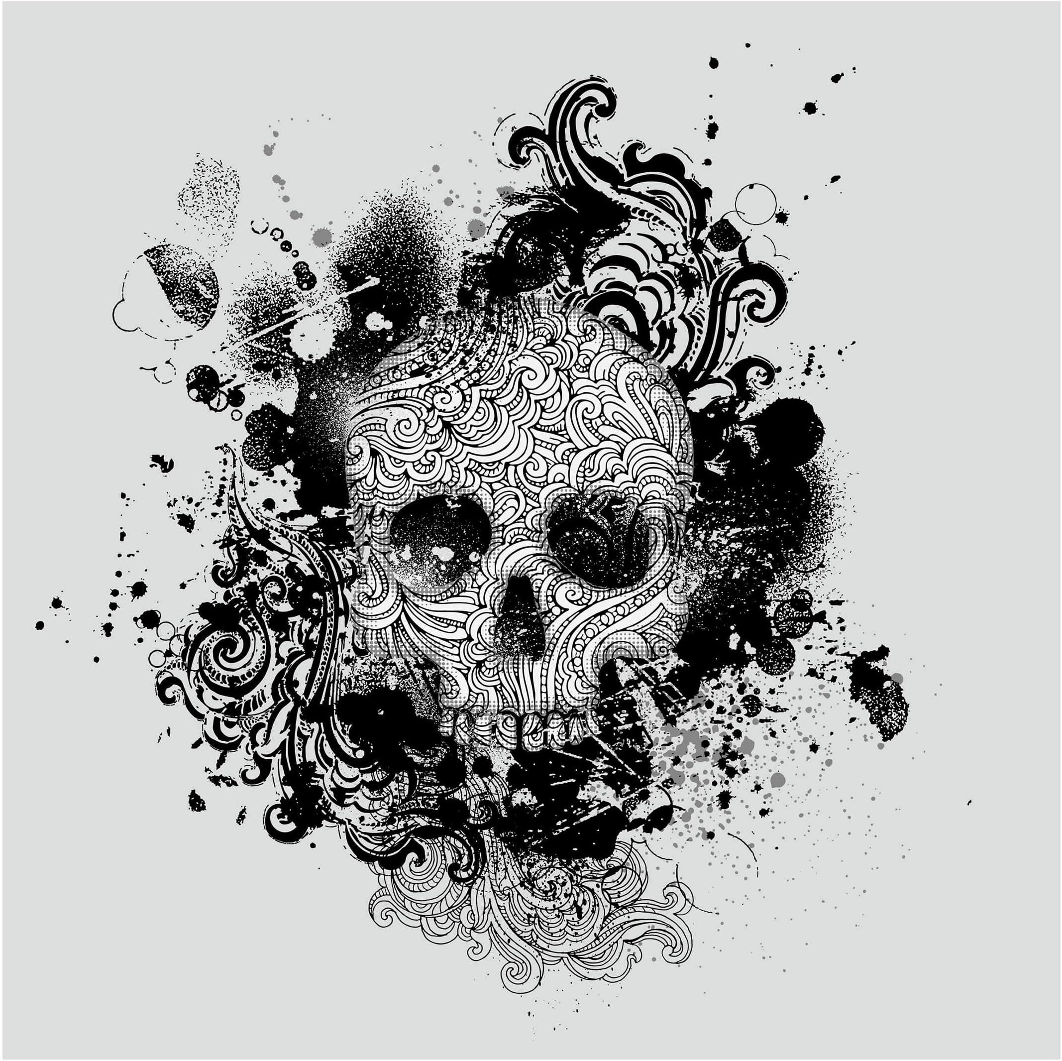 APALIS Wallpaper Skull Photo Square with 98008 Size, Grey, 192 x 192 cm