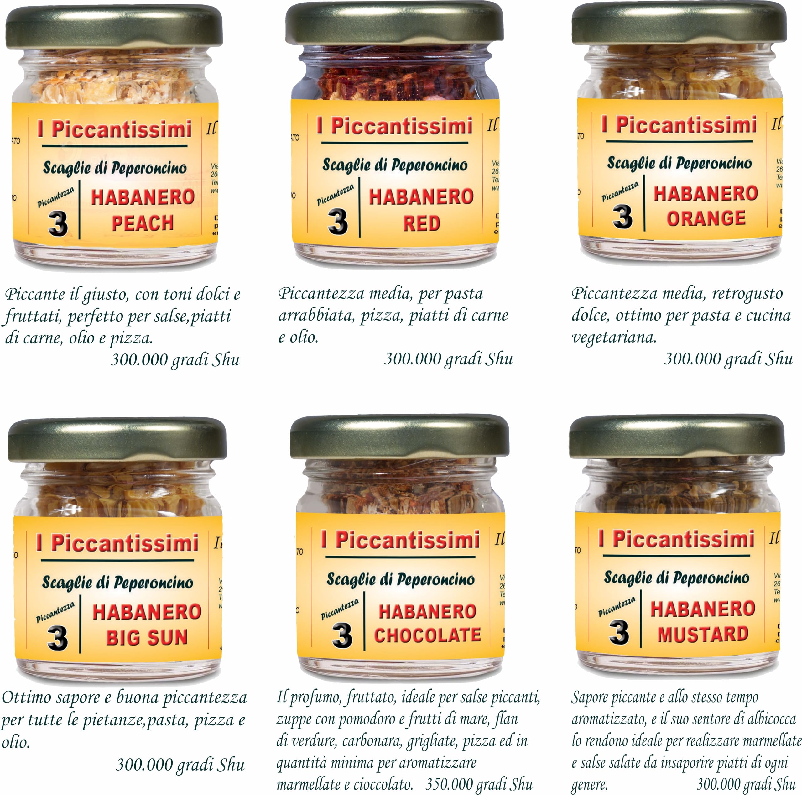 I Piccantissimi - Set 3 Vasetti a Scelta fra oltre 40 gusti di Peperoncino Piccante artigianale - Confezione Personalizzabile.