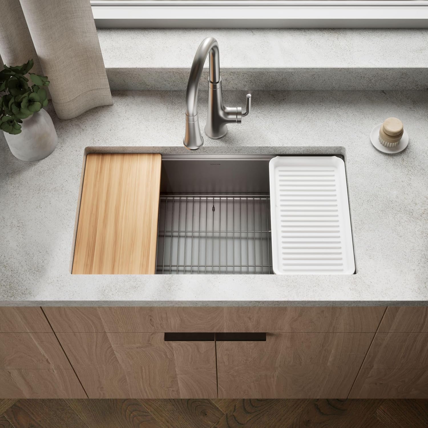 Kohler 33662-PC-NA Strive® 32" undermount single-bowl workstation kitchen sink, Stainless Steel