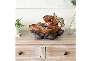 Alpine Corporation 9'' Tall Indoor Tabletop Tiered Leaf Hand-Painted Fountain with LED...